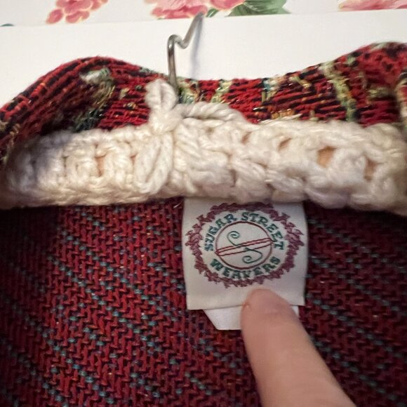 Sugar Street Weavers Tapestry Cardigan Jacket: Poinsettia Floral Size M - Picture 5 of 6